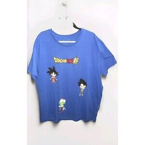 Dragon Ball Z Super T-Shirt Blue‎ Tee Chibi Goku Piccolo Vegeta Shenron